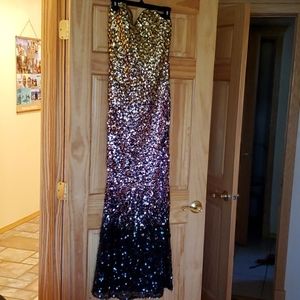 Fully beaded evening down, NWOT